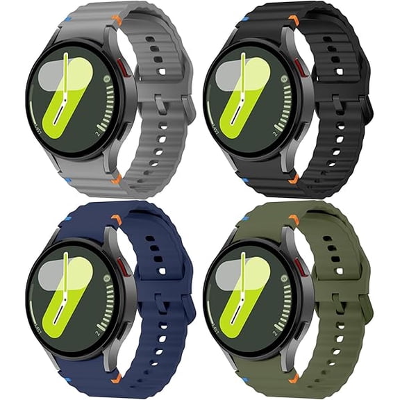 xixishop 4 Pack Bands Compatible with Samsung Galaxy Watch 7 Bands 40mm 44mm, 20mm No Gap Silicone Sport Strap for Galaxy Watch 7 6 5 4 FE Women Men