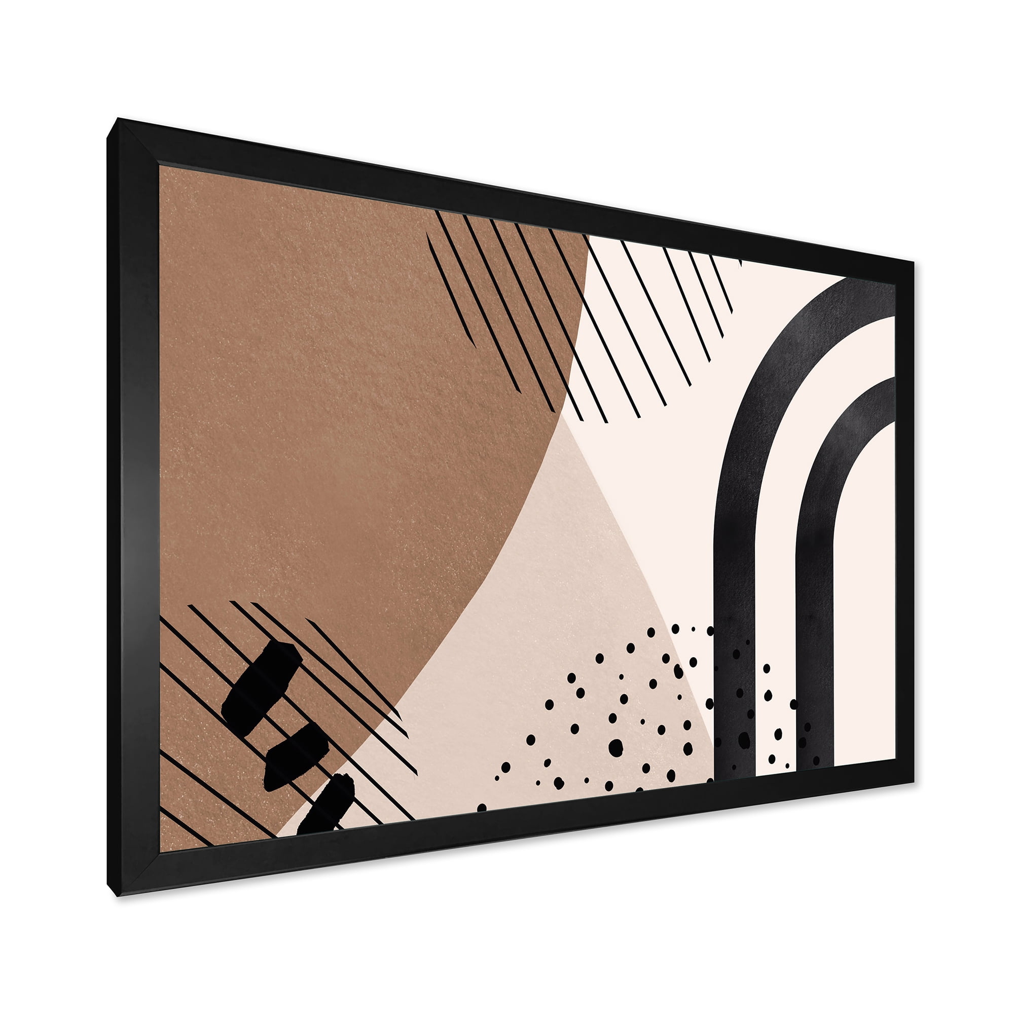 Designart 'Abstract Ivory Shapes and Shapes in Terracotta I' Modern Framed Art Print