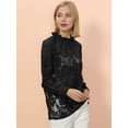 thumbnail image 2 of Women's Long Bell Sleeve Sheer Floral Lace Blouse Tops, 2 of 5
