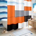 thumbnail image 5 of No Hook Shower Curtain with Built-in Rings - Abstract Geometric Block Pattern Washable Waterproof Fabric Bathroom Curtains for Hotel,Rentals, 72 X 72 Inch Long , Orange Gray Black White, 5 of 9