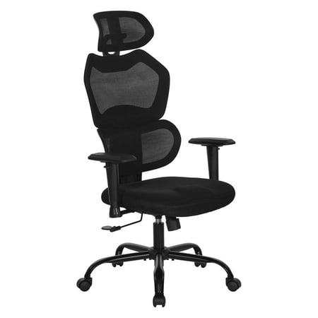 Scranton & Co Black Fabric Seat Manager's Chair with Adjustable Headrest