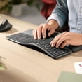 thumbnail image 2 of Logitech K860 Palm Rest Logi Bolt USB receiver Ergonomic Keyboards with Accessories Included Unifying USB Receiver, 2 x AAA Batteries & Quick Start Guide, Graphite, 1 Pack, 2 of 10