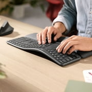 Logitech K860 Palm Rest Logi Bolt USB receiver Ergonomic Keyboards with Accessories Included Unifying USB Receiver, 2 x AAA Batteries & Quick Start Guide, Graphite, 1 Pack