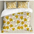 thumbnail image 1 of Yellow Flower Duvet Cover Set Queen Size, Playful Spring with Narcissus Daffodils Flourish Graphic Garden, Decorative 3 Piece Bedding Set with 2 Pillow Shams, Yellow Cream Pale Pink, by Ambesonne, 1 of 3