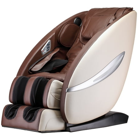Zero Gravity Full Body Electric Shiatsu Massage Chair Recliner with Built-In Heat Therapy Airbag Massage System Foot Roller Vibrating SL-Track Stretch Audio for Office Home,Brown