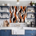 thumbnail image 2 of Abstract Stripes Kitchen Curtains 63 Inch Length, Retro Modern Orange Black Gray Lines Grommet Top Bedroom Living Room Curtains, Light Filtering Cafe Curtain Drapes 2 Panels Set 84''x63'', 2 of 9