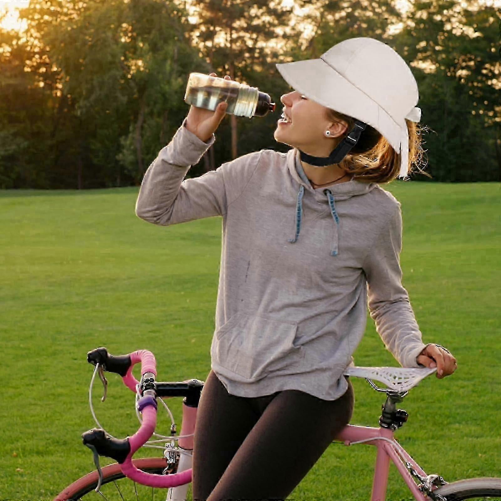 Bicycle Helmet with Wide Brim UV Sun Hat Adjustable Strap for Women Unisex Cycling Riding Safety