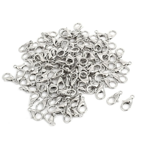 Uxcell Bracelet Chain Connectors Silver Tone Lobster Claw Parrot Clasps 12mm 100pcs