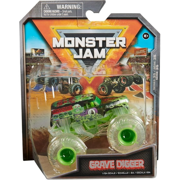 Monster Jam, Official Grave Digger Chase Monster Truck, Die-Cast Vehicle, 1:64 Scale