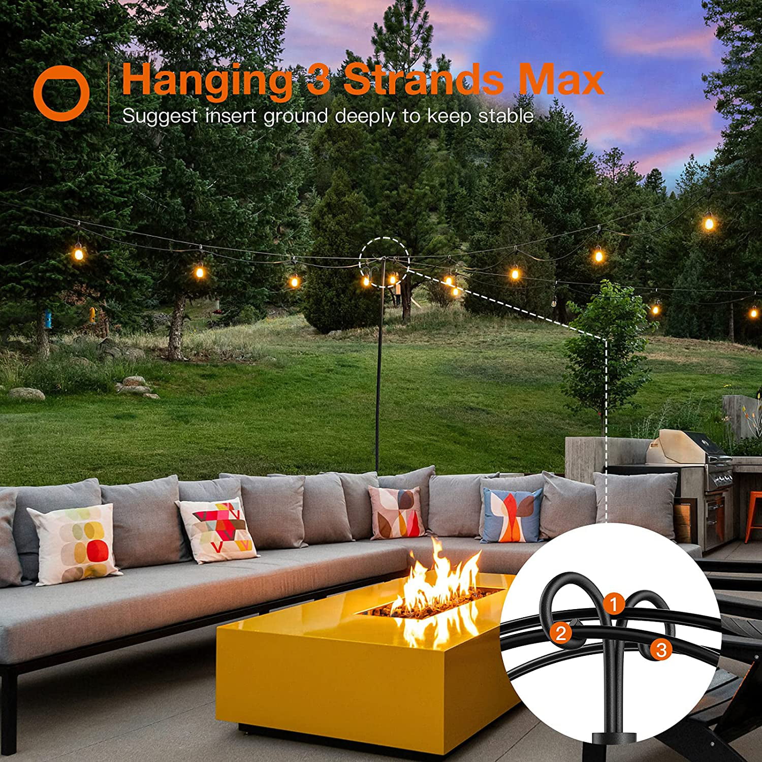Heavy Duty Designed to Use 2 Pack String Lights Poles for Outdoors 2X 10ft 