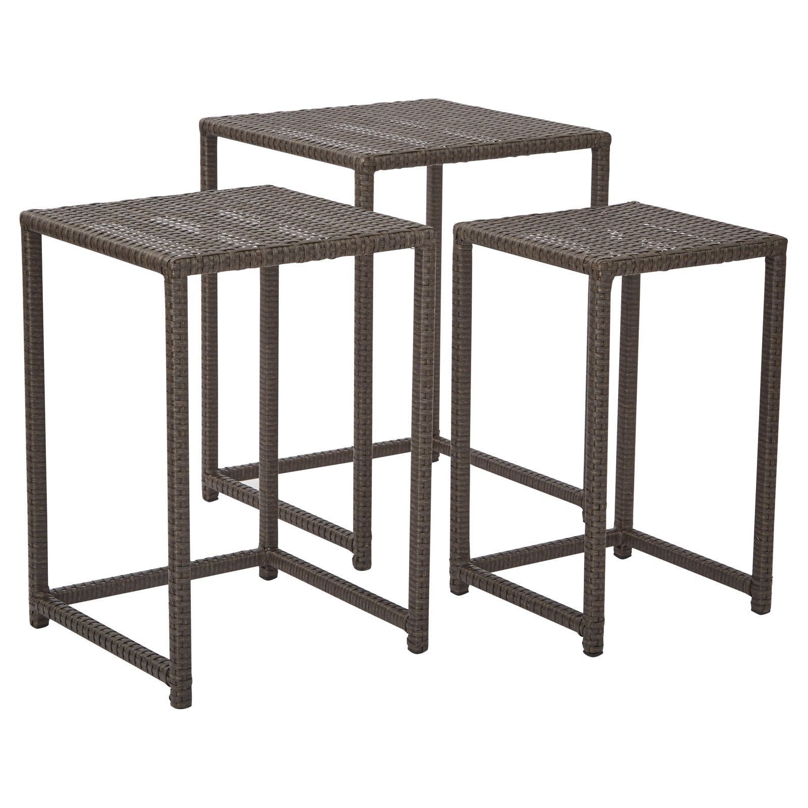 OSP Designs, Outdoor 3pc Steel and Rattan Nesting Table Set Walmart