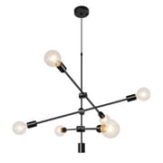 200W Black Sputnik Chandeliers, 6 Lights Industrial Mid Century Ceiling Light Fixture Pendant Lighting for Living Room, Bedroom, Dining Room, Bar, Restaurant(With 6 bulbs)