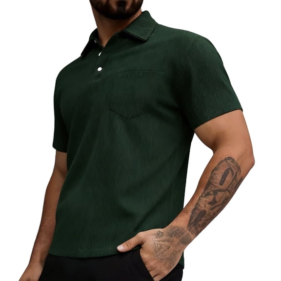 Posijego Mens Corduroy Shirts Short Sleeve Button T-Shirts Mens Casual Pullover Loose Shirt Summer Tops Solid Color