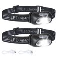 thumbnail image 1 of Paquete de 2 faros recargables USB, IPX6 impermeable, ultraligero, superbrillante, LED de 160 lúmenes con sensor de movimiento y luz roja, 1 of 5
