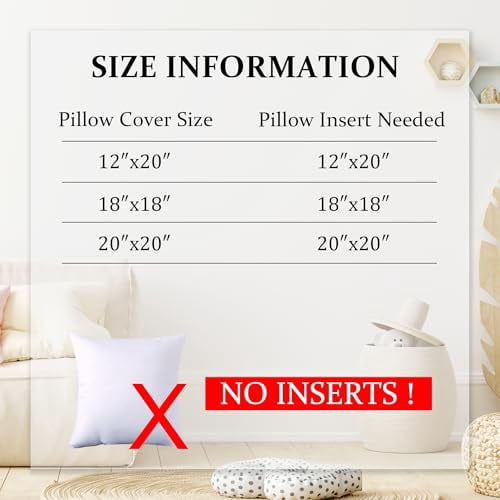DWCN Linen Decorative Pillow Covers Comfortable Soft Cushion Covers for Sofa Couch Badroom,12 x 20 Inches, Natural Beige, 2 Pack