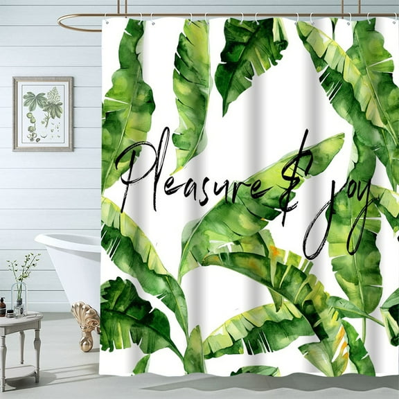 Polyester Digital Printed Shower Curtain Waterproof Mildew-proof Bathroom Curtain Tropical Plant Series 0.9M * 1.8M