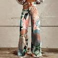 thumbnail image 2 of Jxximdong Pants for Women New Summer Flower Wide Leg Pants Lightweight And Loose Casual Colorful Pants Imitation Jeans White L Trousers, 2 of 4