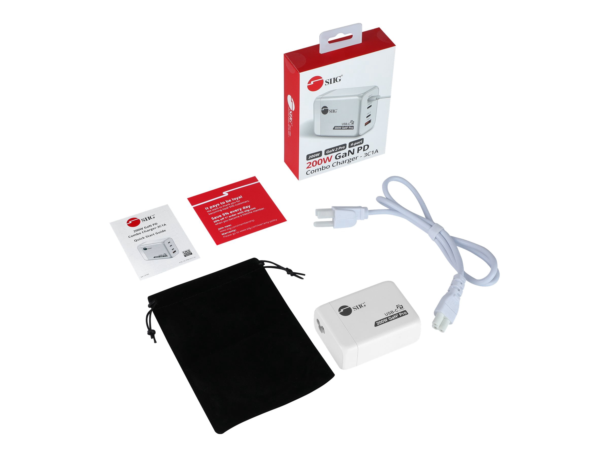 SIIG 200W GaN PD Combo Charger 3C1A ACPW1V11S1