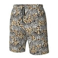 thumbnail image 6 of Uemuo Zebra Pattern Men's Swim Trunks Hawaiian Beach Bathing Suit Swimsuits Beach Quick-Dry Shorts with Pockets-Large, 6 of 9