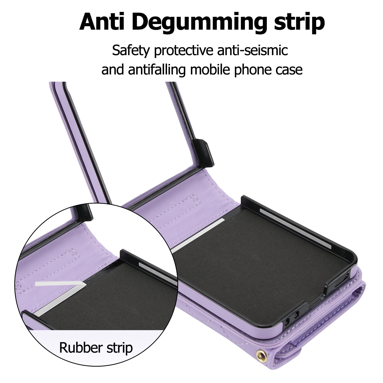 for Samsung Galaxy Z Flip 7 Elegant Case Wallet for Women, 4 Card Holder & Shoulder Strap & Wristlet Flip PU Leather Phone Case with RFID Blocking for Samsung Galaxy Z Flip 7, Lightpurple