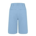 thumbnail image 3 of Lumtrix Bermuda Shorts For Women Dressy Casual High Waisted Summer Work Zipper Button Elastic Waist Pleated Knee Length Dress Shorts With Pockets Sky Blue M, 3 of 4