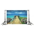 thumbnail image 2 of GreenDecor Seaside Backdrop 7x5ft Photography Background Blue Sea Sky Flowers Handrail Brick Ground Grass Land Video Studio Props Children Baby Kids Portraits, 2 of 5