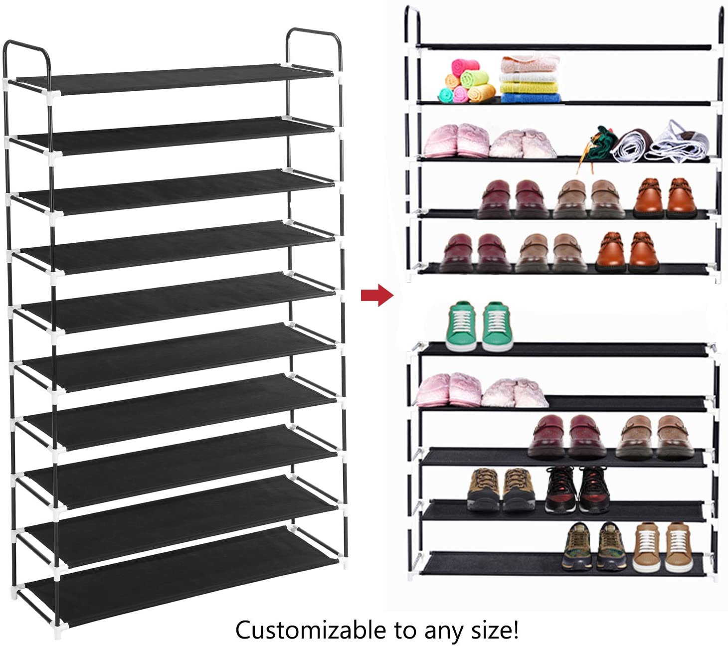Holiday Clearance 10 Tiers Free Standing Shoe Rack for 50 Pairs of