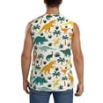 thumbnail image 4 of Balery Dinosaurs and Tropical Leaves Men's Sleeveless Muscle Shirts Workout Tank Top, Moisture Wicking, Odor Protection-Large, 4 of 8
