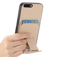thumbnail image 3 of Case for iPhone 8 Plus / iPhone 7 Plus with Hidden Kickstand, Carbon Fiber Texture Wallet Case with Card Holder for iPhone 8 Plus Magnetic Car Mount Shockproof Military Grade Protection Cover, Khaki, 3 of 10
