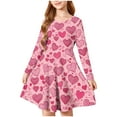thumbnail image 2 of NAISIBABY Girls Party Dresses 10T, Long Sleeve Crewneck Valentine's Day Fashion Flowy Dance Skater Dresses Watermelon Red, 2 of 5