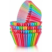 100PCS Rainbow Cupcake Liners, Standard Size Cupcake Baking Cups Paper Rainbow Muffin Cups Paper Liners for Baking Muffin and Cupcakes Decoration Wrappers Food Grade Greaseproof Paper Muffin Liner