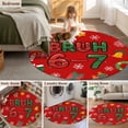 thumbnail image 5 of Round Area Rugs Collection 8 Ft, Red Christmas Non-Slip Residential Carpet, Xmas Trees Snowmans Snowflakes Gifts Cartoon Indoor Crawling Mats Runner Rugs for Living Room/Dining Room/Bedroom, 5 of 8