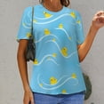 thumbnail image 6 of Rubber Ducks Waves Blue Women's Short Sleeve Tops Casual Blouses T Shirt, 6 of 6