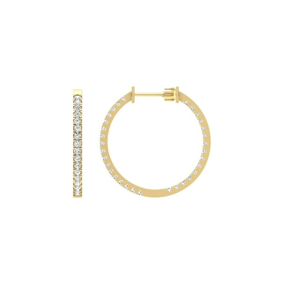 ARAIYA FINE JEWELRY 14K Yellow Gold Round Lab-Grown Diamond Hoop Earrings (1 3/5 cttw, VS1 Clarity, D-E Color)