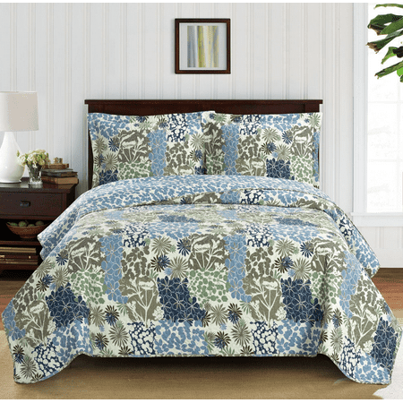 Elena Green Forest Oversize Coverlet Wrinkle Free Reversible Quilt Set Twin Xl