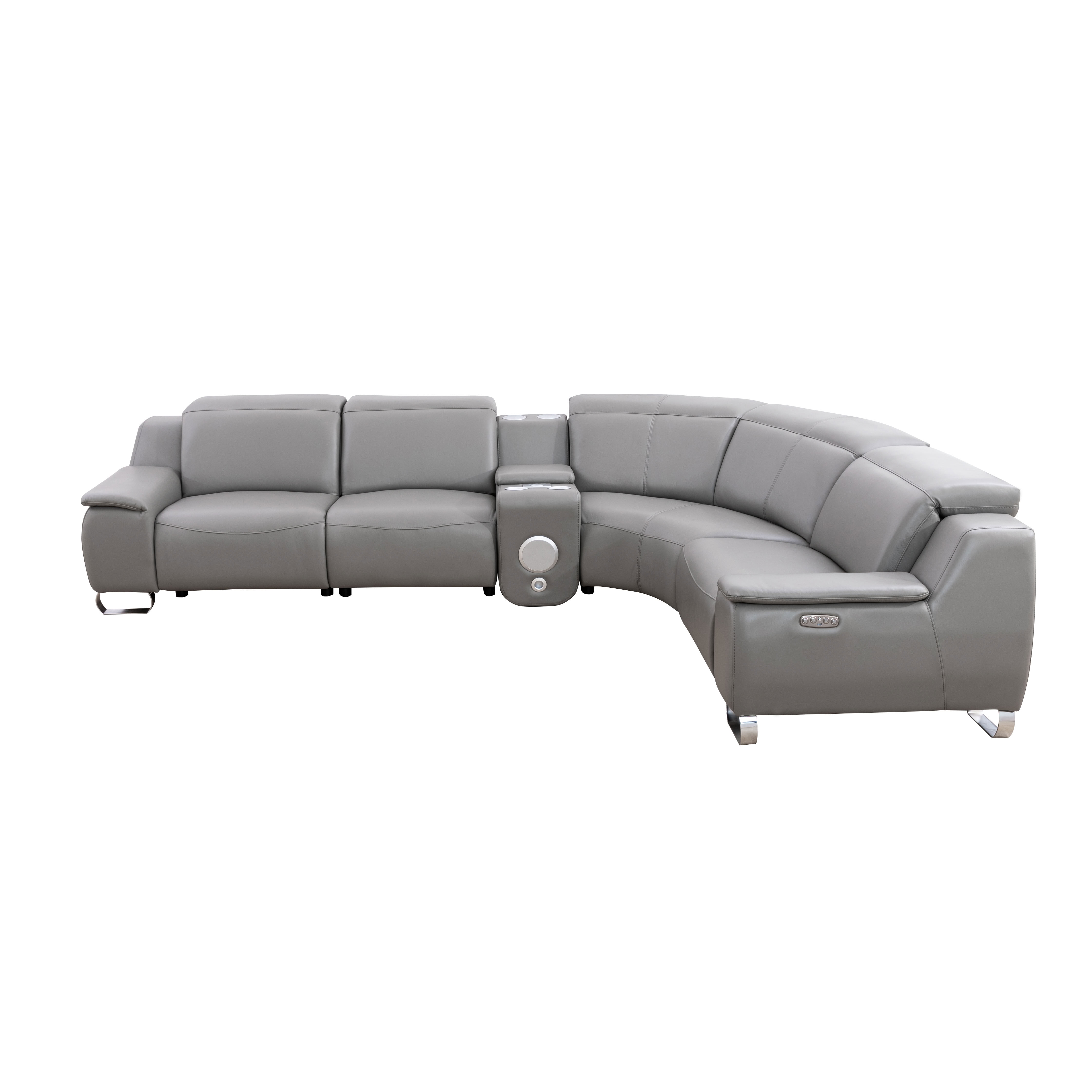 MAYEERTY Power Reclining Modular L-Shaped Sectional Sofa, Leather Recliner with Bluetooth Speaker & USB Charging for Living Room