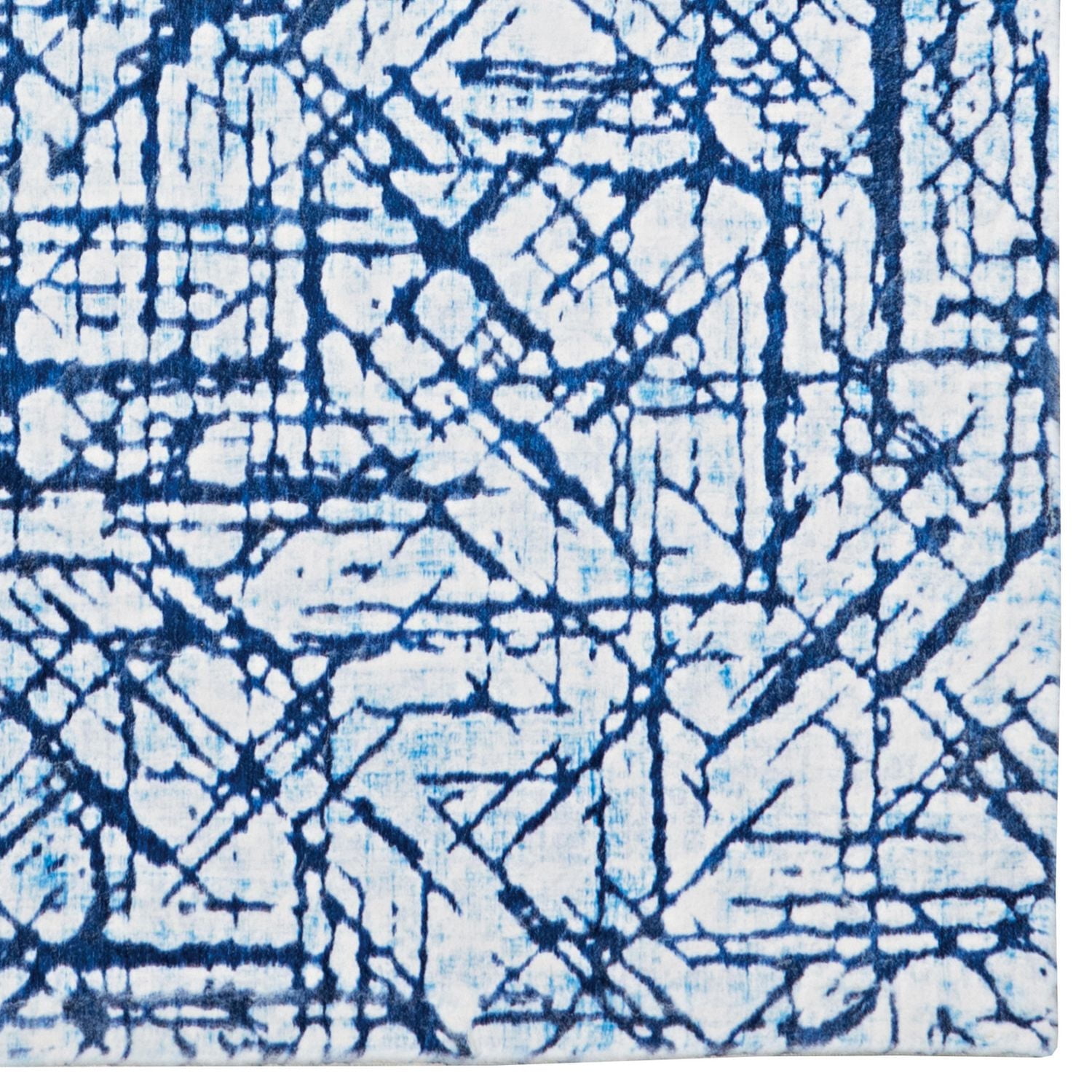 Motif Printed Faux Rabbit Ingrain Blue & White 3 ft. x 5 ft. Accent Rug