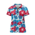 thumbnail image 4 of Garronmavis Women's Golf Short Sleeve Size S Zip Up Tennis Collared Athletic Shirts Athletic Casual Work Shirts Tops Womens Hawaiian Golf Shirt, Hawaiian Flowers, 4 of 7