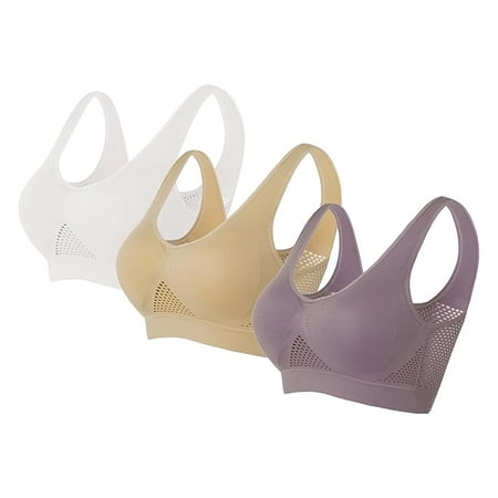 Clearance!Uooqdmx Sports Bras for Women Plus Size Lingerie Sports Bras Comfort Bras Wireless Sleep Yoga Bras with Removable Bandeau Bra Khaki(2PC) S