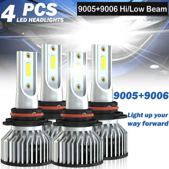 For Chevy Suburban 2500 2000-2006 LED Headlight Bulbs White High/Low Beam 9005 9006 Kit,500% Brighter than Halogen