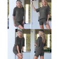 thumbnail image 4 of DAKIMOE Womens Pajamas 2 Piece Lounge Sets for Women Ribbed Knit Matching Outfits Loose T-Shirt and Bodycon Biker Shorts Sleepwear Sweatsuits S-XL, Dark Grey, M, 4 of 10