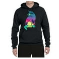 thumbnail image 2 of Neon Beach Sunset Cat California Vibes | Mens Animal Lover Hooded Sweatshirt Graphic Hoodie, Black, Small, 2 of 4