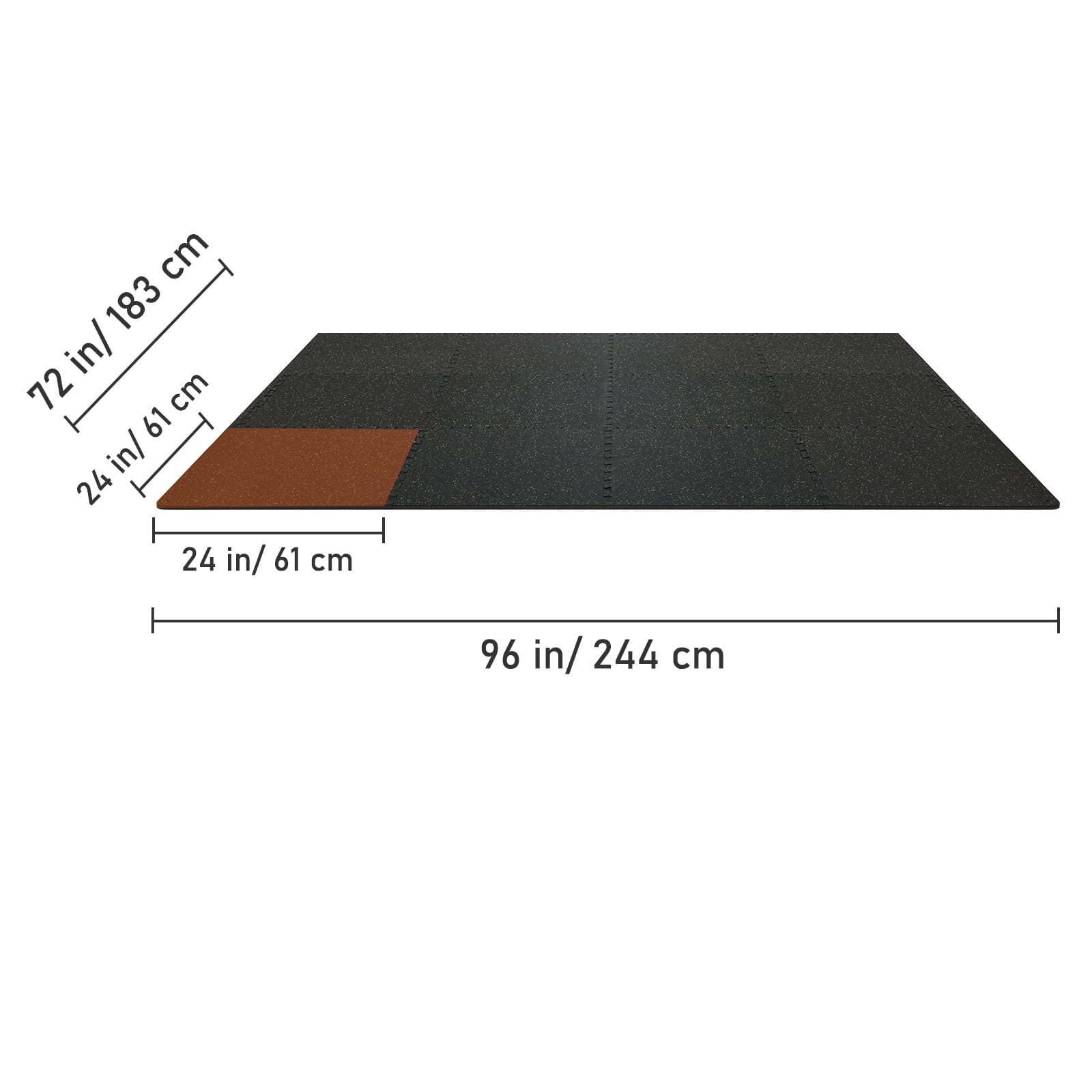Vevor 12pcs 1/2 inch Thick Gym Floor Mats, 24" x 24" EVA Foam & Rubber Top Interlocking Workout Floor Mats with 48 sq.ft Waterproof Exercise ,Black
