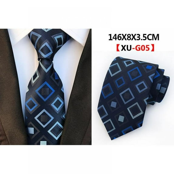 Men's Necktie Classic Silk Tie Woven Plaid Print Neck Ties
