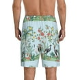 thumbnail image 3 of Kdxio Chinoiserie Floral Palm Tree Print Mens Sleep Shorts Bottoms Soft Comfy Pajama Wear Pants with Drawstring Pockets, 3 of 7