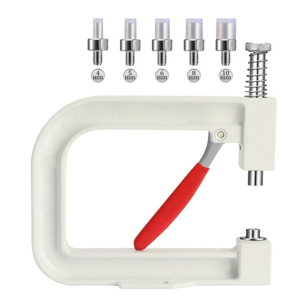 Máquina de prensado manual para colocar perlas, herramienta compacta y versátil para adultos, perforadora de cuentas para bolsos, sombreros y faldas. Blanco