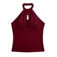 thumbnail image 5 of SwiftWear Women's Halter Neck Crop Tank Top Y2K Style Cut Out Lace Insert Sleeveless Trendy Going Out Casual Summer Tops, 5 of 6