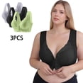 thumbnail image 2 of SMihono 3 Pack Front Closure Bras for Women Push Up Wireless Seamless Bra Plus Size Lace Bralettes Breathable Comfort Everyday Bra Gray XXL, 2 of 9