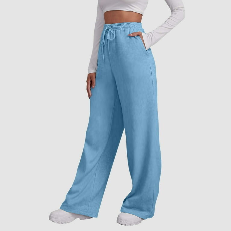 Travel Pants Women Women s Fleece Lined Sweatpants Wide Straight Leg Pants Bottom Sweatpants Joggers Pants Workout High Waisted Yoga Pants With Pockets Hiking Pants Women Size 2XL Walmart