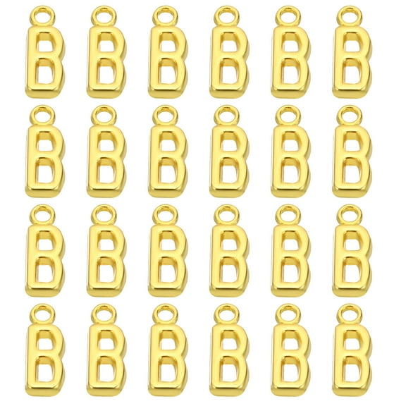 Letter Charm Pendants, 50 Pcs Character Alphabet Pendant Bulk DIY for Jewelry Making Bracelets, Golden, B
